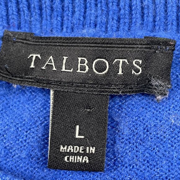 Talbots Sweater Womens Large Penguin Blue Grey Colorblock Pullover - Picture 3 of 7